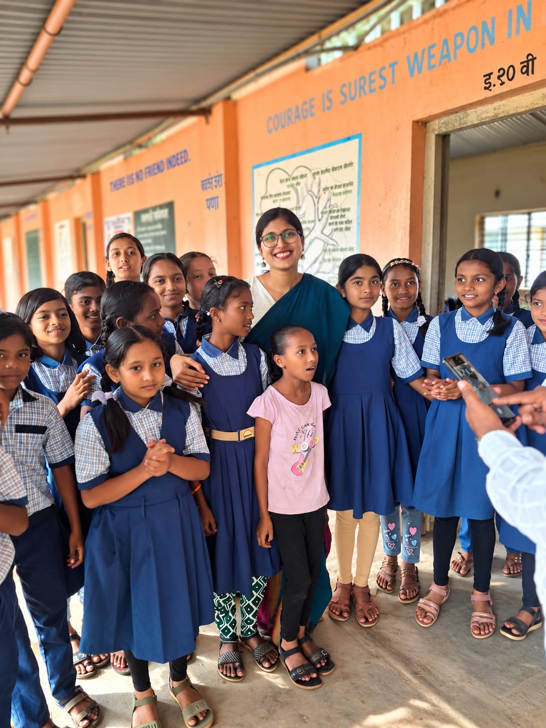 Indian schoolgirls learning in a classroom; illustrative photograph